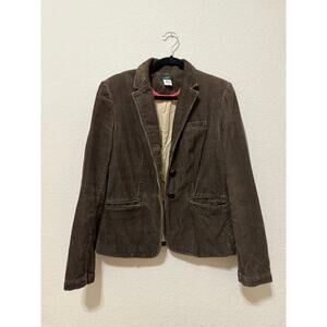 J.Crew Vintage Women’s Brown Corduroy Blazer Jacket Medium Leather Knot Button